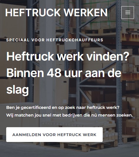 Heftruck werk vinden – binnen 48 uur aan de slag